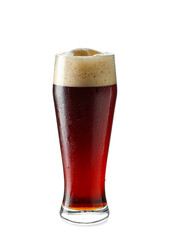 Glass of dark beer isolated on white