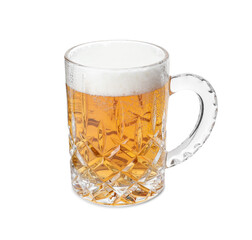 Glass mug of light beer isolated on white