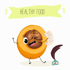 Cute loquat, medlar character with many expressions, fruit different activities, poses vector illustration flat design set.