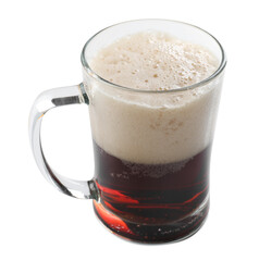 Glass mug of dark beer isolated on white