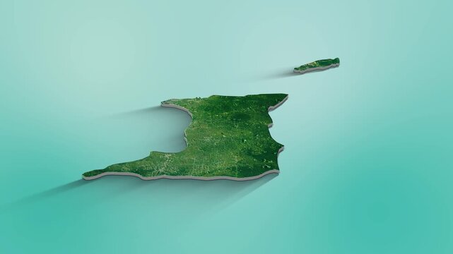 Trinidad and Tobago Map Animation.  3d animation of Trinidad and Tobago map