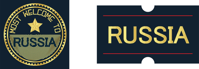 Welcome Russia stamp seal and Sticker, Vector Illustration Abstract Editable image