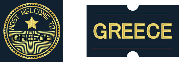 Welcome Greece stamp seal and Sticker, Vector Illustration Abstract Editable image