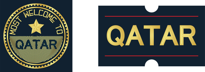 Welcome Qatar stamp seal and Sticker, Vector Illustration Abstract Editable image