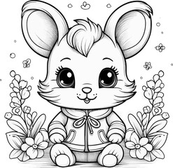 Baby Bunny Line Art Coloring Page for Kids