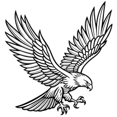 Eagle bird coloring pages mandala designe outline vector illustration for kids coloring book