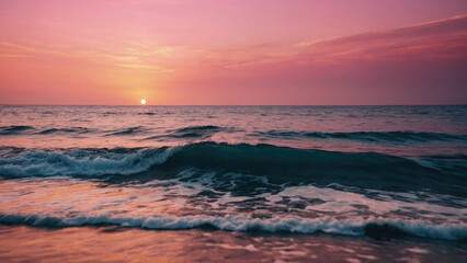 Naklejka premium pink sunset over the sea
