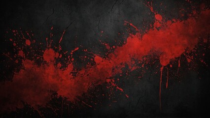 Black and red paint splatter dark grunge texture background