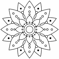 coloring book mandala design, relaxing and easy mandala art for tattoo, vector mandala design