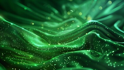 beautiful glowing green cyber satin background with neon glitter