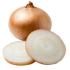 Fresh yellow onion isolated on transparent background Generative Ai.
