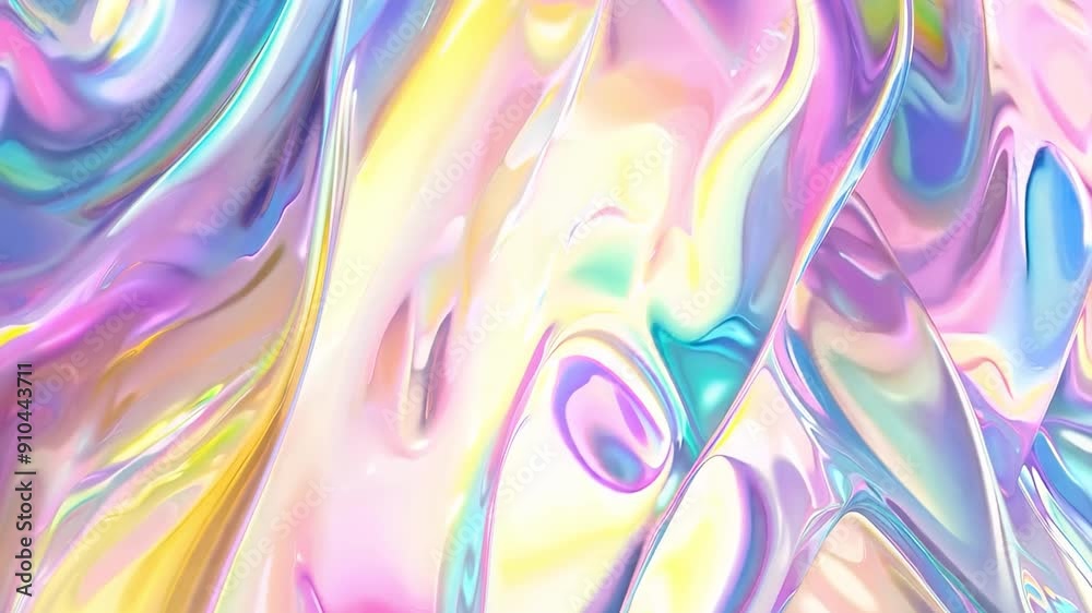 Canvas Prints Abstract Pastel Iridescent Background with Wavy Flowing Colors and Shiny Texture