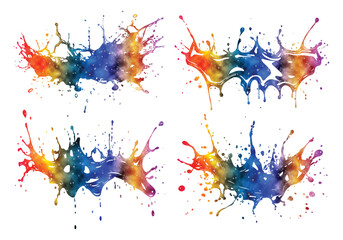 Colorful watercolor Paint or water Splash Silhouettes vector art