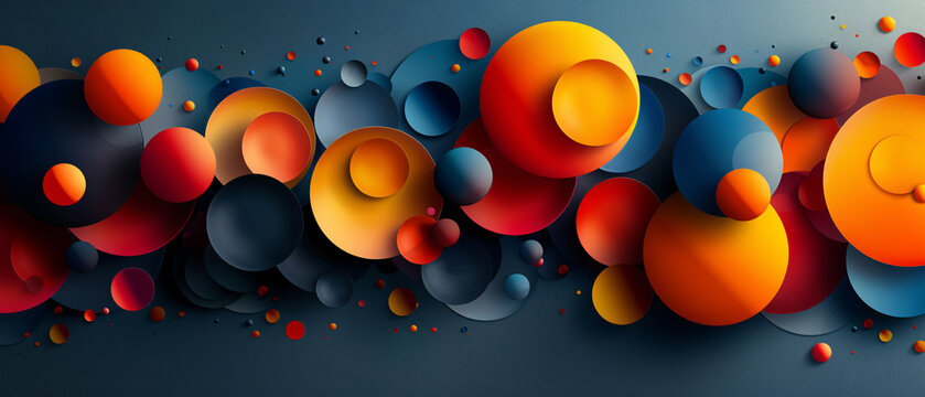 Abstract Colorful Circle Pattern Background with Overlapping Shapes