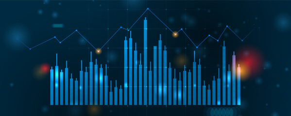 Financial technology and business analysis background. Virtual big data science illustration