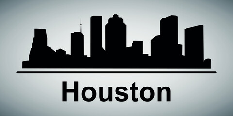 Fototapeta premium The city skyline. Houston. Silhouettes of buildings. Vector on a gray background 