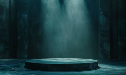 Empty Product Stage with Dramatic Lighting. Dark Product Background Template