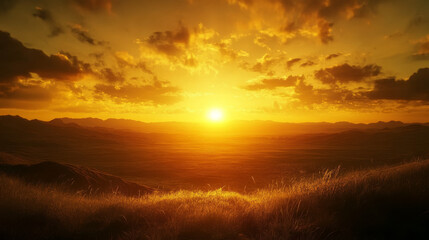 The sun sinks below the horizon, casting a golden glow over the landscape.