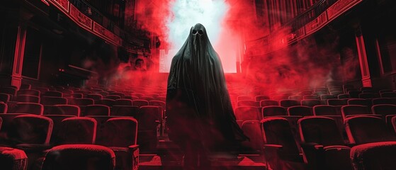 Ghost in the cinema. Banner, horror movie