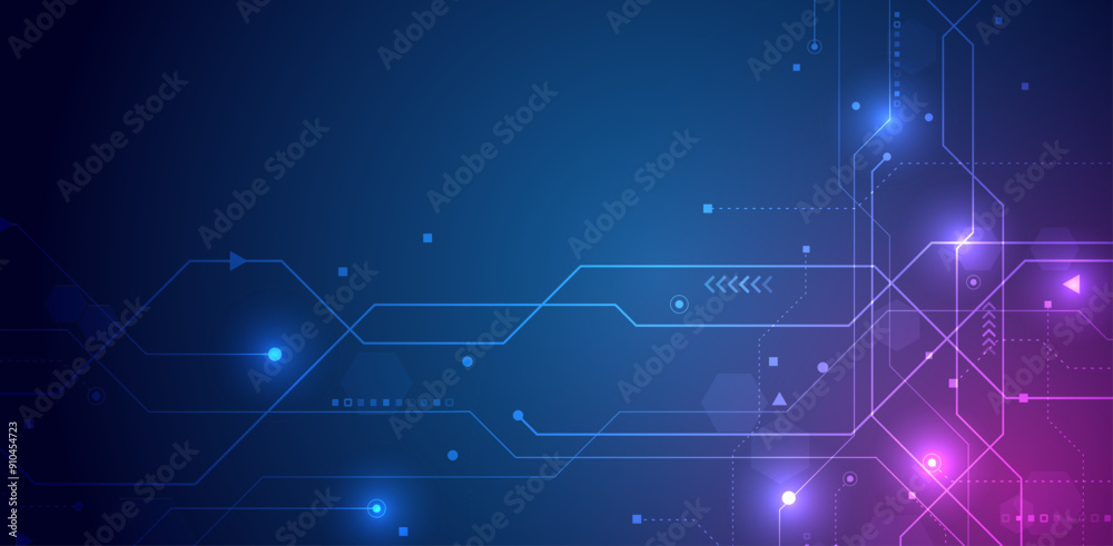 Poster digital communication, data protection, high-tech presentation, scientific cover. abstract blue futu