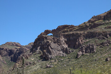 Natural arch and desert landscape at Organ Pipe Cactus National Monument, Arizona