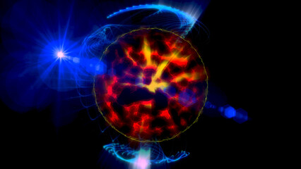energy sector.Futuristic magical plasma circle  glows in space.

