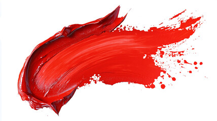 Red acrylic or oil paint splash on a white background, paint grunge texture effect