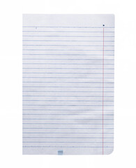 Close-Up of White Lined Paper on White Background