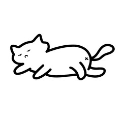 Cat Relaxing Line Art Vector | Cute Minimalist Design