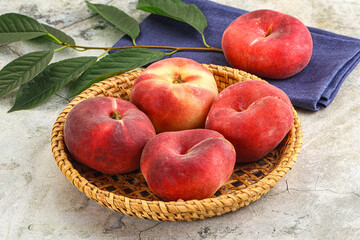 Ripe sweet and juicy Flat peach