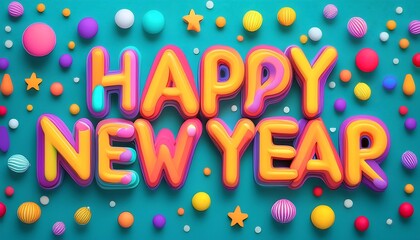 Happy New Year 2025: Festive Greeting for the Upcoming Year, Celebrating New Beginnings and Joyful Resolutions with a Cheerful and Bright Design