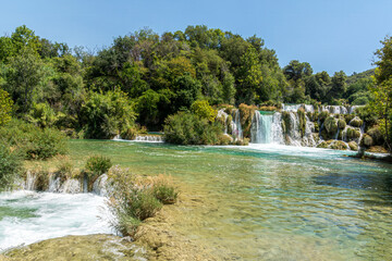 Obraz premium The beautiful waterfalls at Krka National Park in Croatia