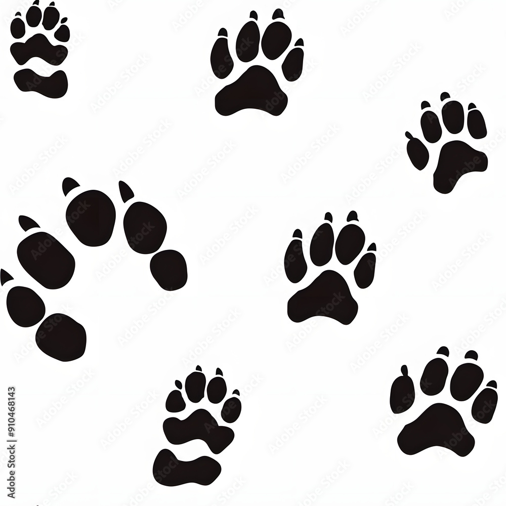 Sticker silhouette puppy paw prints clipart