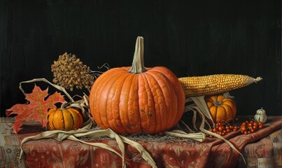 A still life featuring a collection of pumpkins and gourds