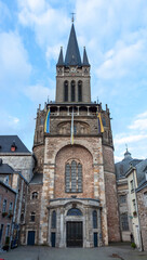Obraz premium Aachen Cathedral seen from the west. The westwork (western facade) of the cathedral is of Carolingian origin Romanesque style with a few Neo Gothic additions