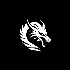 Logotipo simples dragão preto e branco vetor