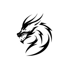 Logotipo simples dragão preto e branco vetor