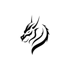 Logotipo simples dragão preto e branco vetor