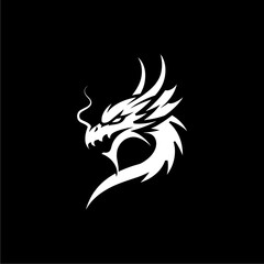 Logotipo simples dragão preto e branco vetor