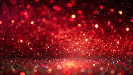 Red Glitter Background with Shimmering Bokeh and Holiday Sparkle