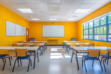 Bright Empty School Classroom