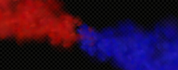 Red blue clouds effect. Cold and hot smoke texture. Abstract neon flame fog. Confrontation concept in sports boxing competition.