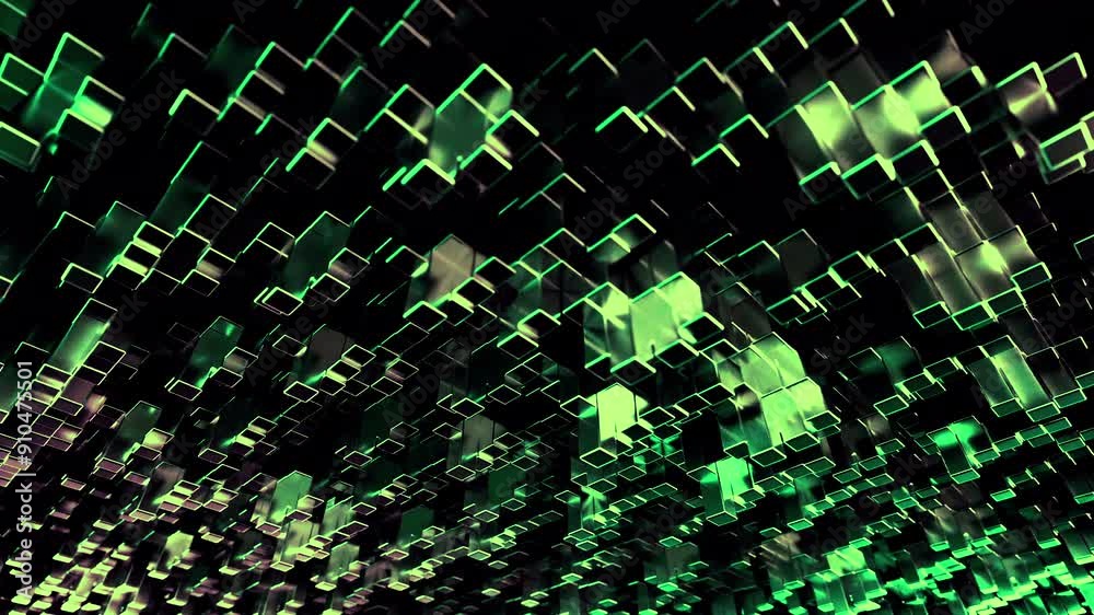 Poster this is an abstract digital green cube background featuring a visually appealing depth effect. desig