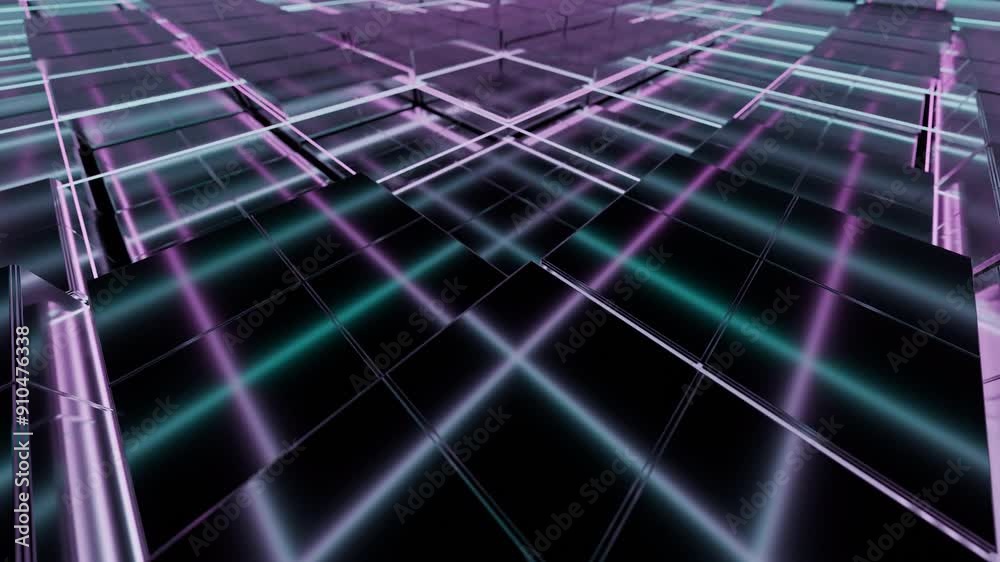 Wall mural futuristic abstract grid design featuring neon lights and intricate patterns for artworks. design
