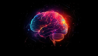 colorful digital art of a colorful brain against a black background, in the style of a creative design Generative AI