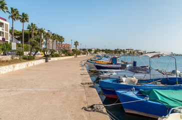Promenade in Porto Cesareo, seaside resort on the Ionian sea in Puglia, province of Lecce, Puglia