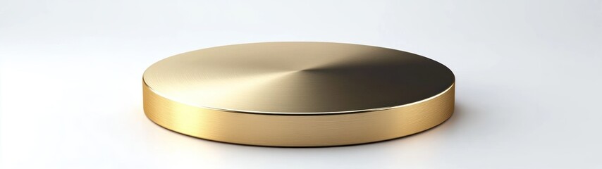 Golden Round Platform on White Background