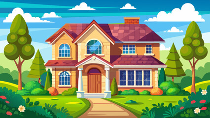 A Beautiful home with white background vector illustration