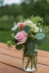 Outdoor wedding decorations, flower bouquet