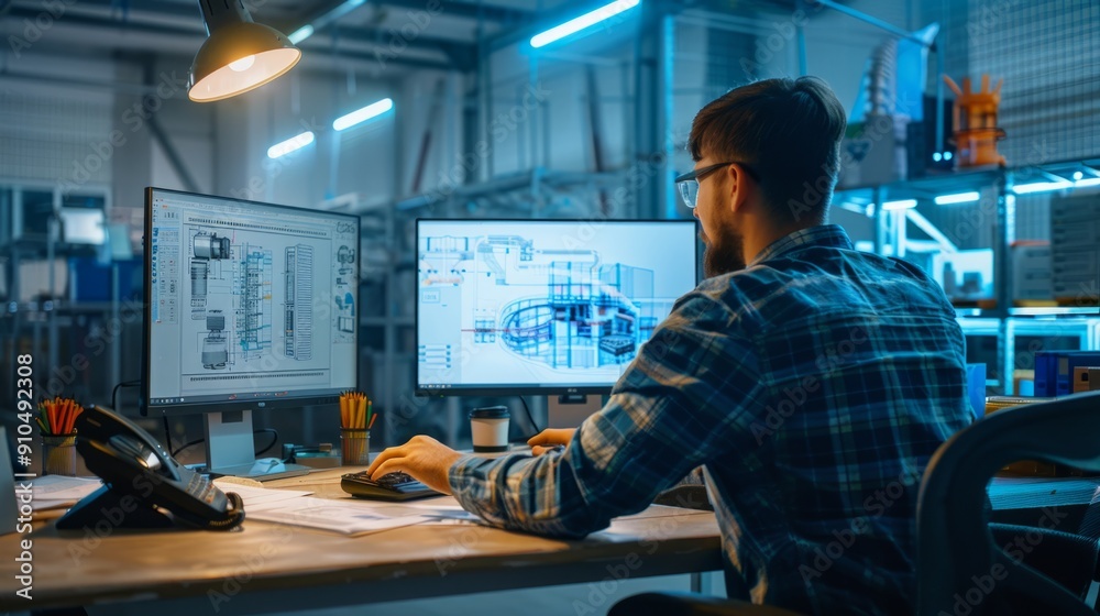 Wall mural computer engineer in software development generative ai